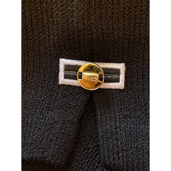 St. John Santana Knit Classic Sleeveless Sheath Dress Button Accent Black Size 4 - Picture 6 of 7